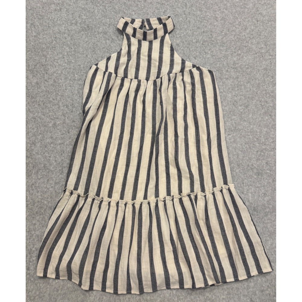 Andree by Unit Women Medium Striped Halter Neck Tiered Ruffle Mini Dress